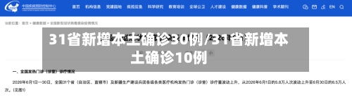 31省新增本土确诊30例/31省新增本土确诊10例