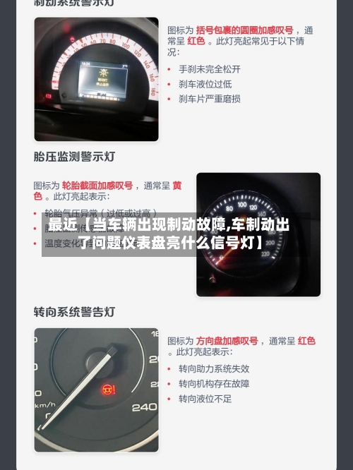 最近【当车辆出现制动故障,车制动出了问题仪表盘亮什么信号灯】