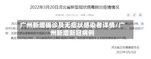 广州新增确诊及无症状感染者详情/广州新增新冠病例