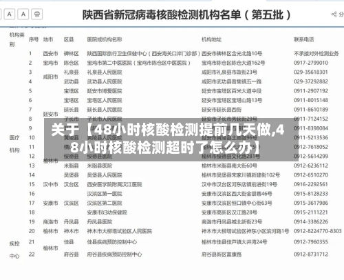关于【48小时核酸检测提前几天做,48小时核酸检测超时了怎么办】
