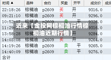 近来【金投网棕榈油行情棕榈油近期行情】