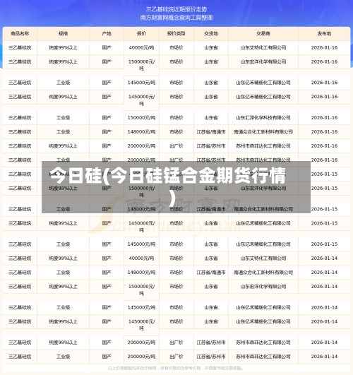 今日硅(今日硅锰合金期货行情)