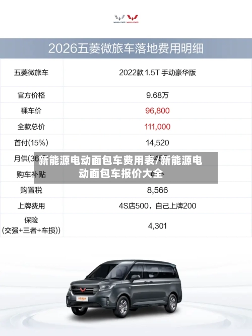 新能源电动面包车费用表/新能源电动面包车报价大全