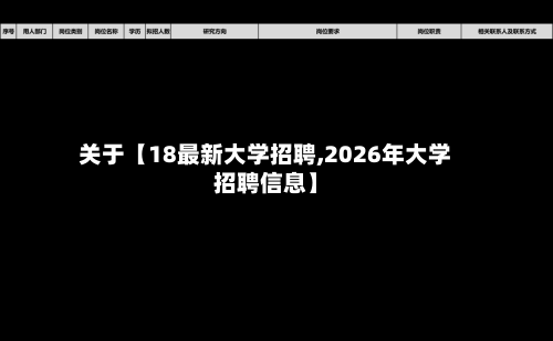 关于【18最新大学招聘,2026年大学招聘信息】