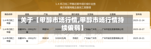 关于【甲醇市场行情,甲醇市场行情持续偏弱】