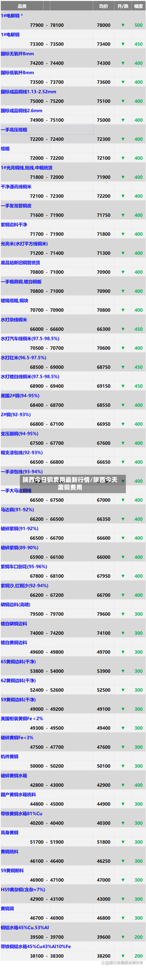 陕西今日铜费用最新行情/陕西今天废铜费用-第3张图片