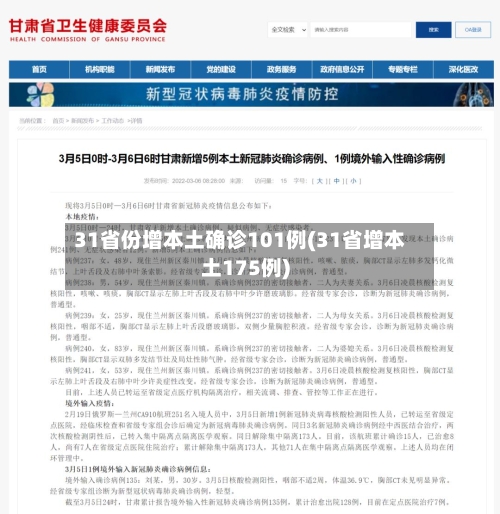 31省份增本土确诊101例(31省增本土175例)