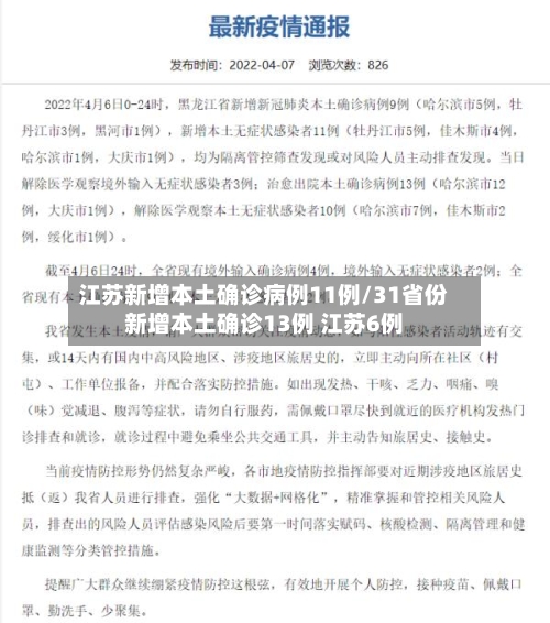 江苏新增本土确诊病例11例/31省份新增本土确诊13例 江苏6例-第2张图片