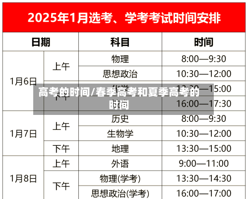 高考的时间/春季高考和夏季高考的时间