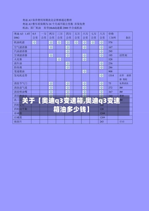 关于【奥迪q3变速箱,奥迪q3变速箱油多少钱】