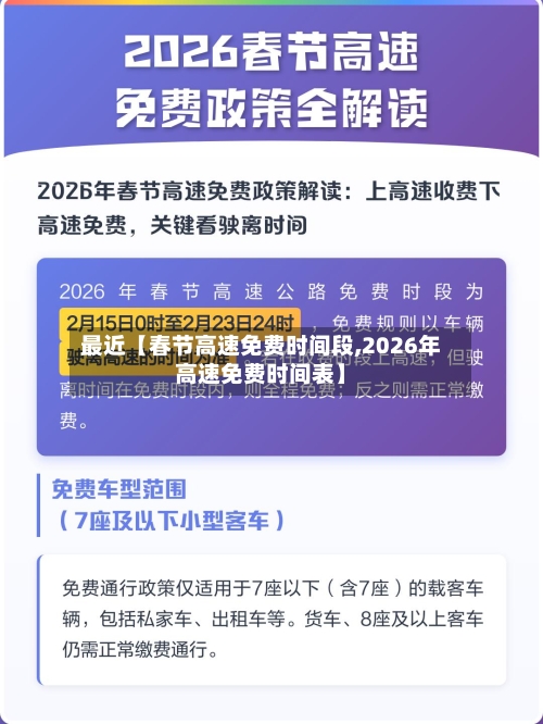 最近【春节高速免费时间段,2026年高速免费时间表】