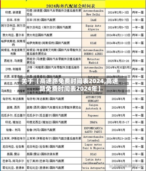 关于【高速路免费时间表2024,高速路免费时间表2024年】