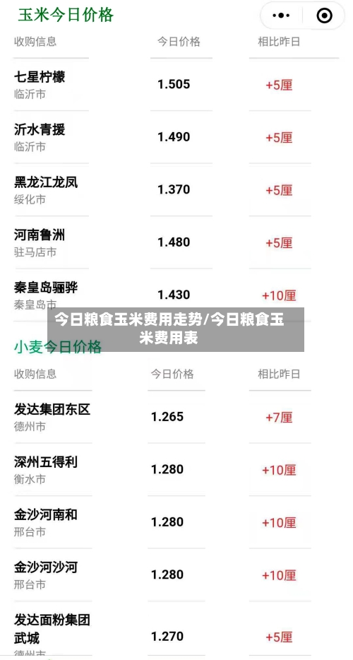 今日粮食玉米费用走势/今日粮食玉米费用表