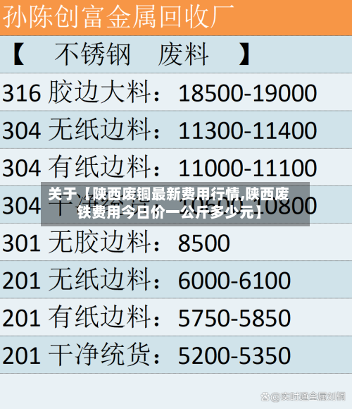 关于【陕西废铜最新费用行情,陕西废铁费用今日价一公斤多少元】