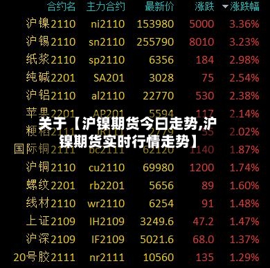 关于【沪镍期货今曰走势,沪镍期货实时行情走势】