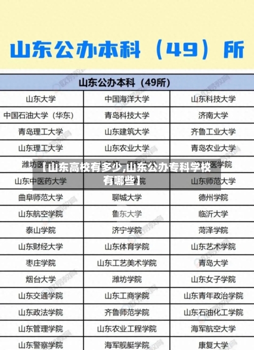 【山东高校有多少,山东公办专科学校有哪些】