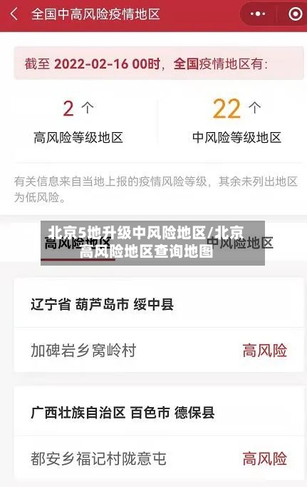 北京5地升级中风险地区/北京高风险地区查询地图