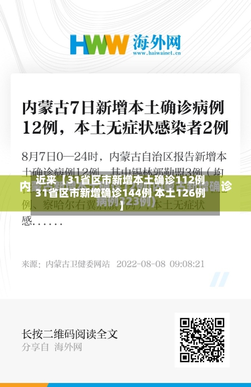 近来【31省区市新增本土确诊112例31省区市新增确诊144例 本土126例】-第2张图片