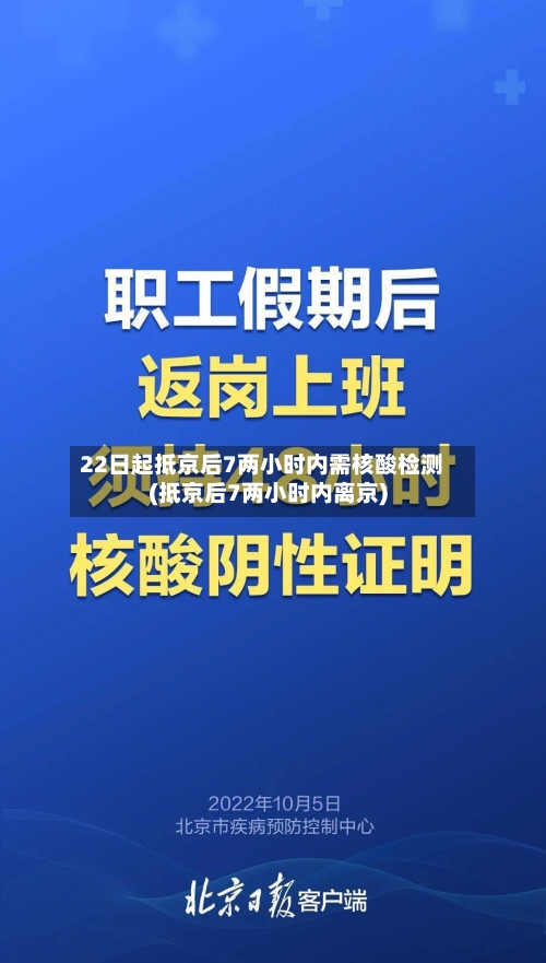 22日起抵京后7两小时内需核酸检测(抵京后7两小时内离京)
