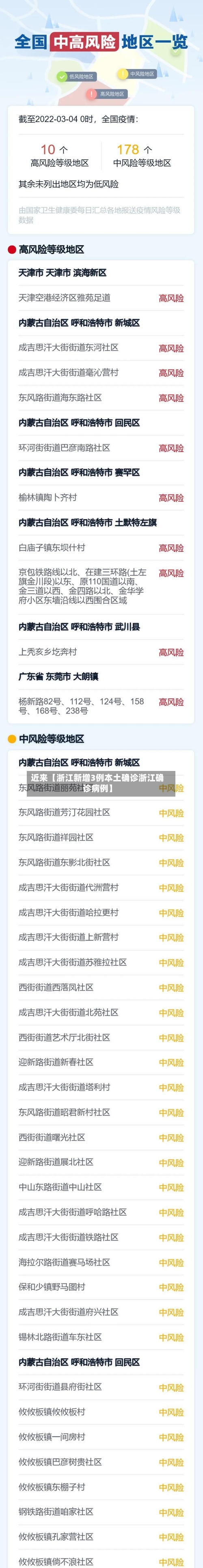 近来【浙江新增3例本土确诊浙江确诊病例】