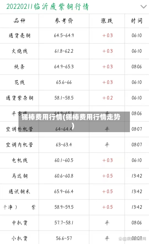 锡棒费用行情(锡棒费用行情走势)