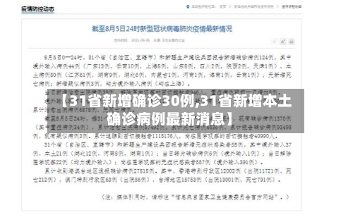 【31省新增确诊30例,31省新增本土确诊病例最新消息】-第3张图片