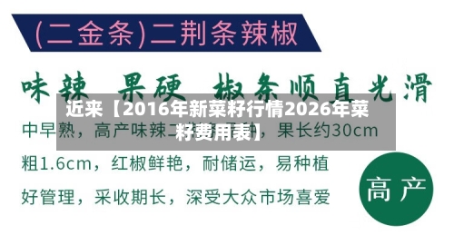 近来【2016年新菜籽行情2026年菜籽费用表】