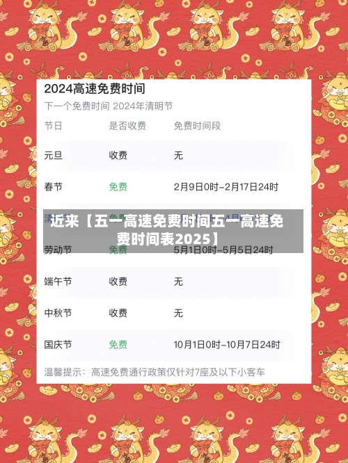 近来【五一高速免费时间五一高速免费时间表2025】