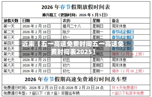 近来【五一高速免费时间五一高速免费时间表2025】-第3张图片