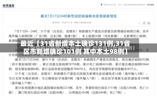 最近【31省新增本土确诊131例,31省区市新增确诊101例 其中本土98例】-第2张图片