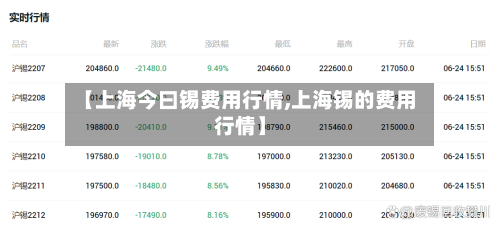 【上海今曰锡费用行情,上海锡的费用行情】-第2张图片