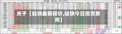 关于【硅铁最新报价,硅铁今日现货费用】-第2张图片