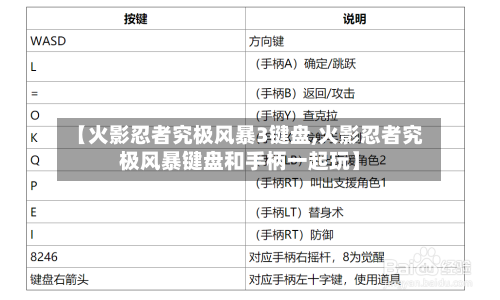 【火影忍者究极风暴3键盘,火影忍者究极风暴键盘和手柄一起玩】